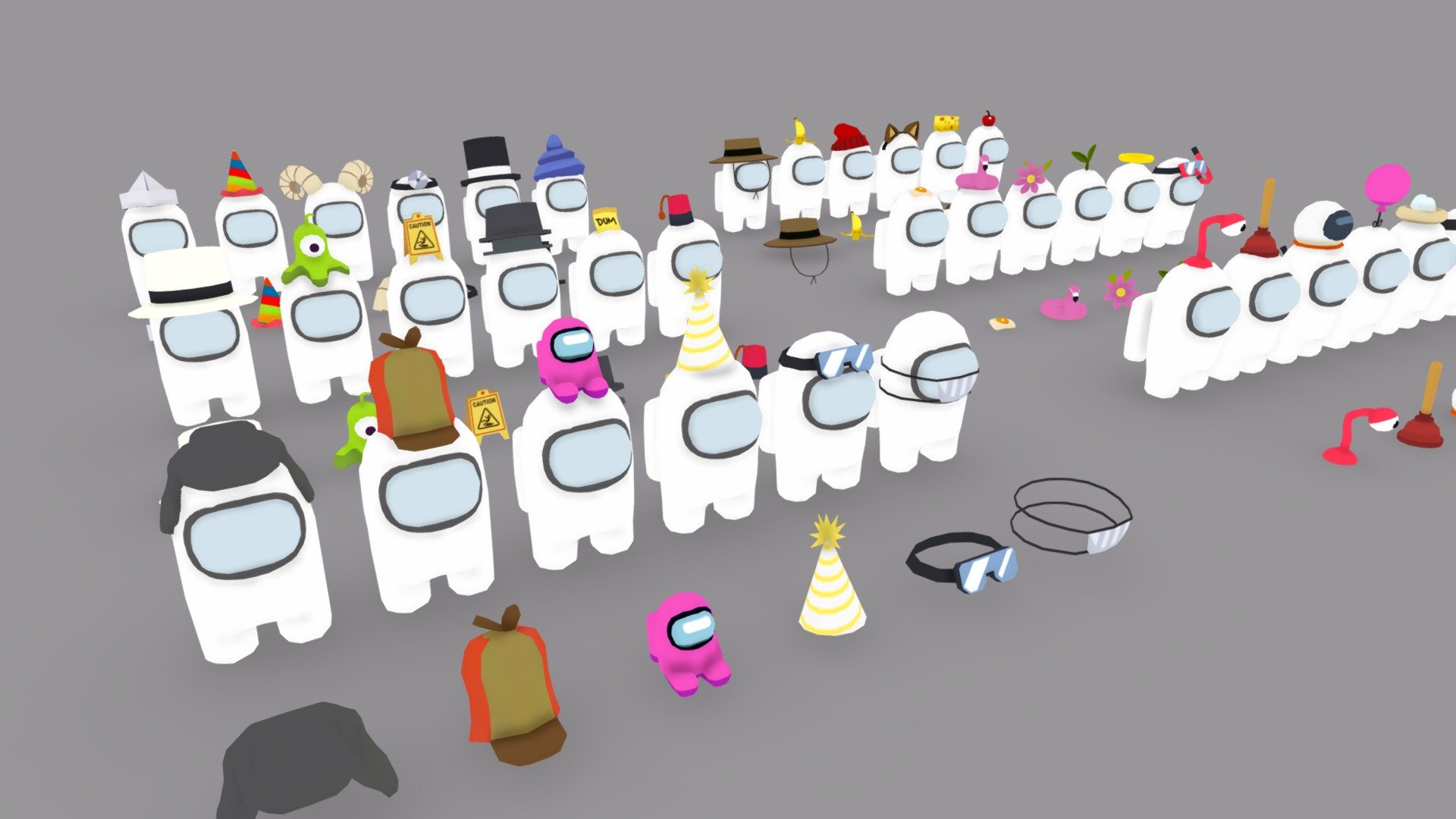 Lowpoly Hats Helmet Assets Among us characters