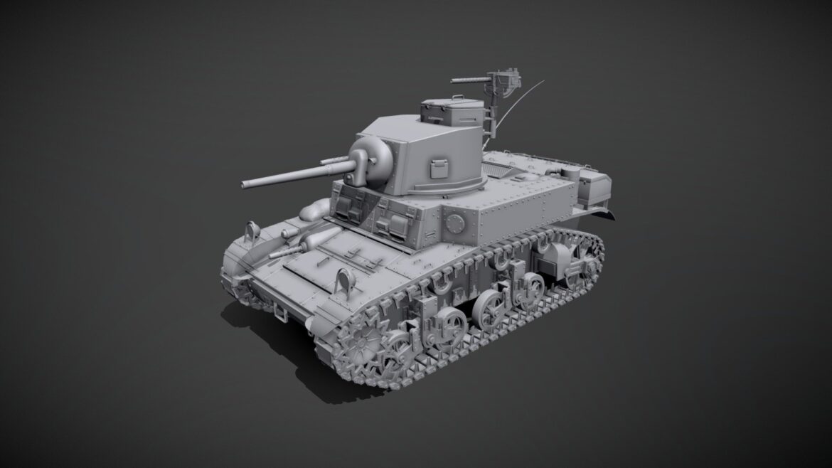 m3 light tank stuart early production 3d model