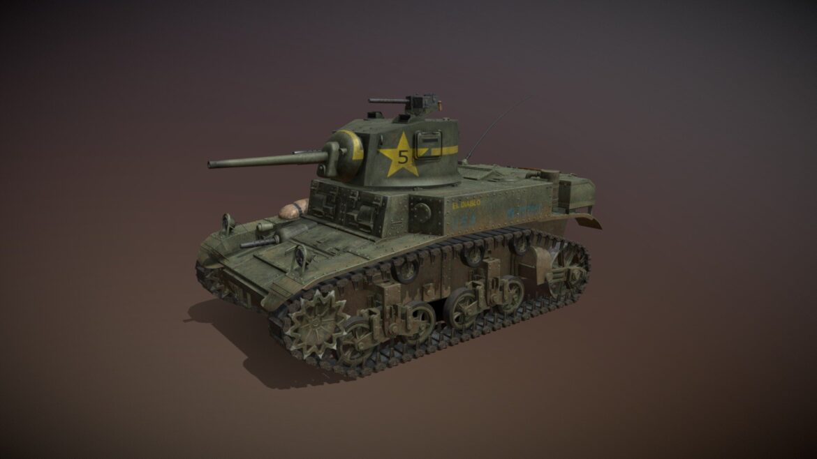 m3 light tank stuart el diablo 3d model