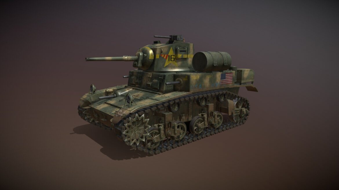 m3a1 light tank stuart tiger 3d model