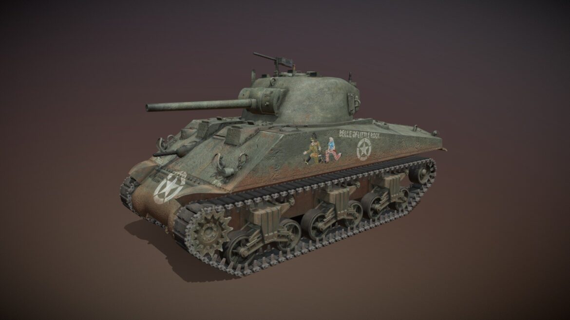 m4 sherman belle of little rock 3d model
