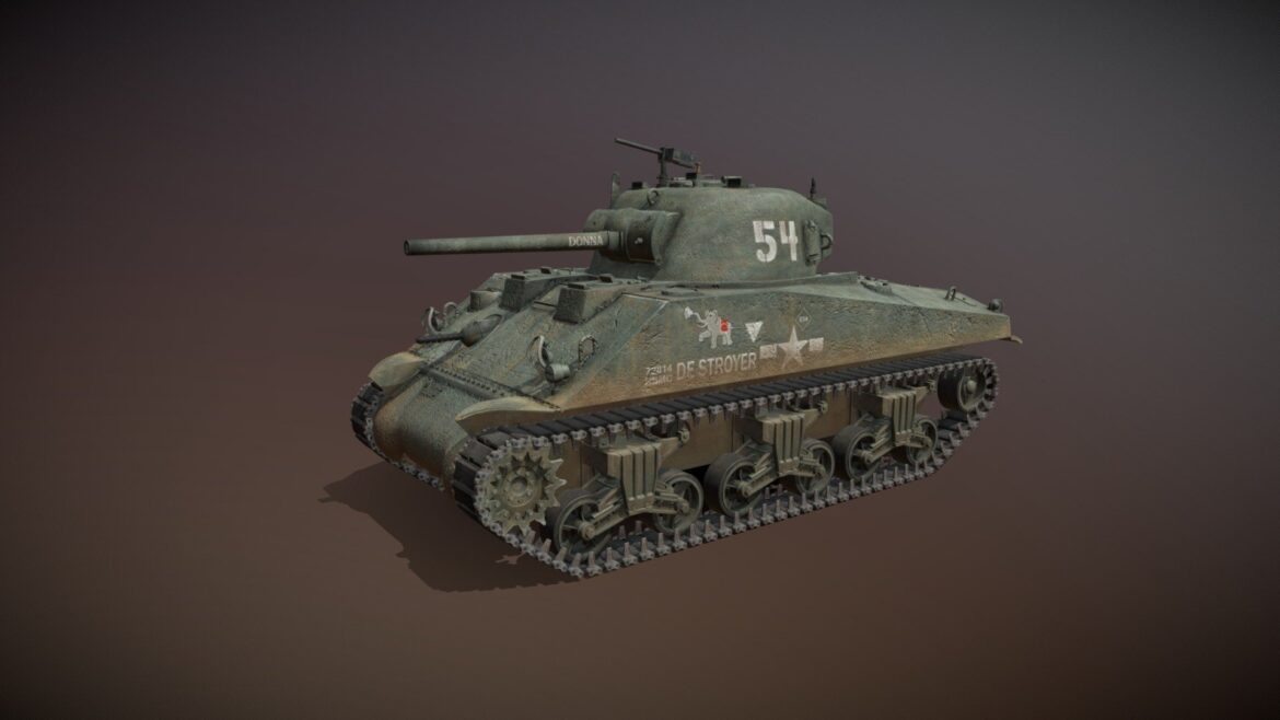 m4a2 sherman destroyer 3d model