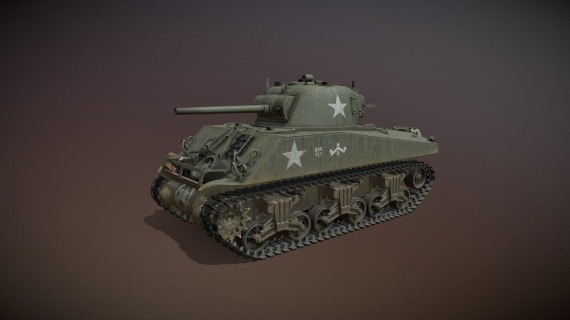 m4a3 75mm sherman barfly 3d model