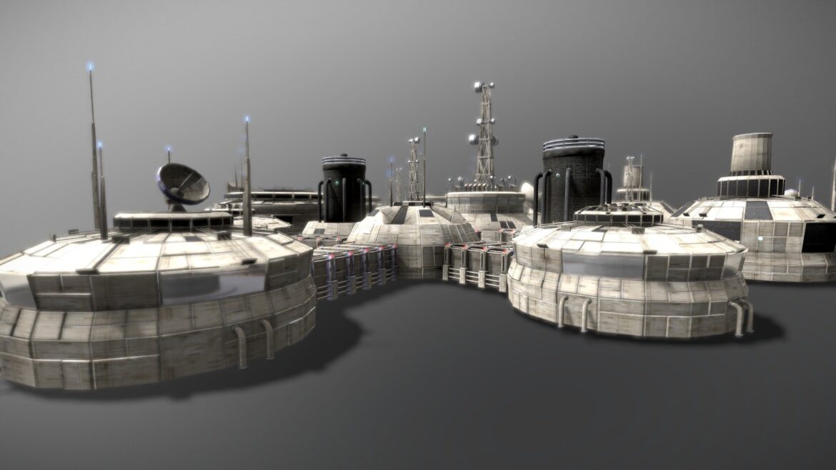 modular moon and mars base 3d model