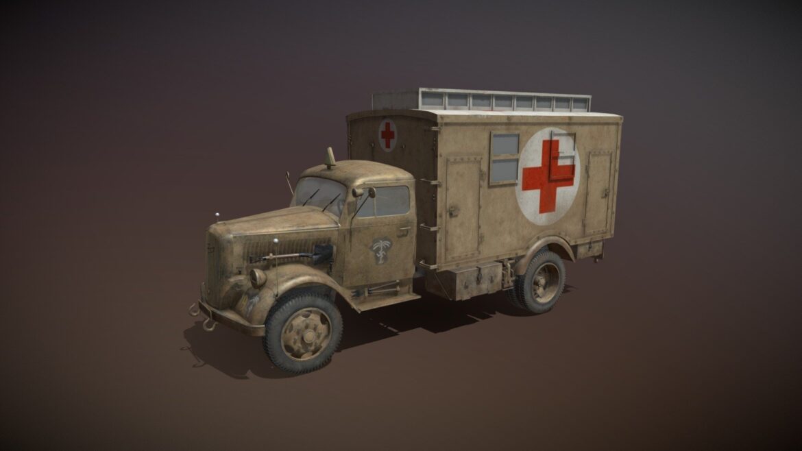 opel blitz 3t ambulance truck 21 pzdiv 3d model