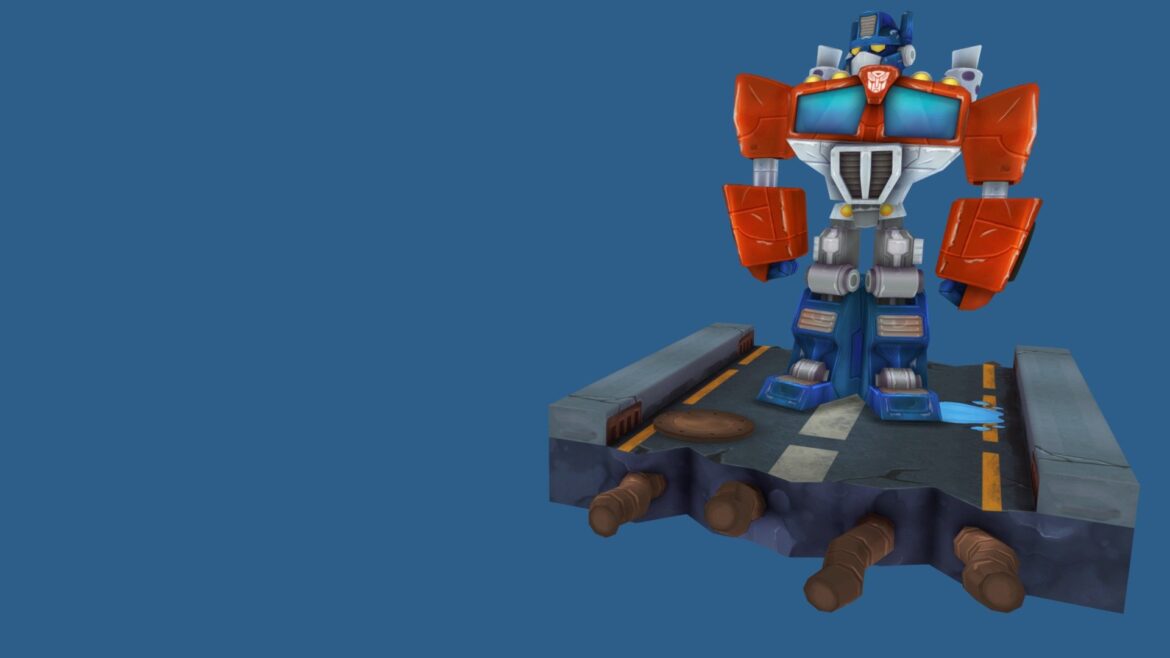 Optimus Rescue Bots 3d Model - A detailed 3D rendering of Optimus Prime from the Rescue Bots series, showcasing his distinct red and blue color scheme and heroic stance.