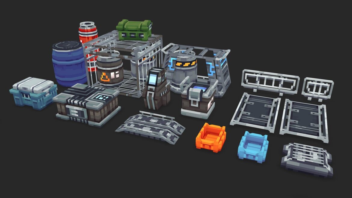 pixel sci fi pack 3d model