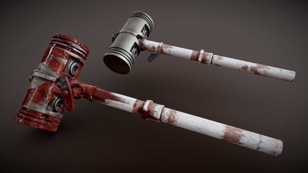 post apocalyptic piston hammer 3d model