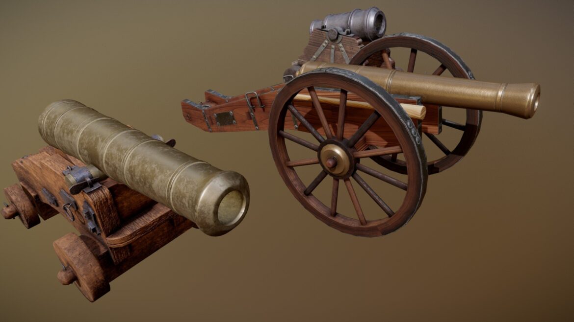 realistic medieval cannons pack 3d model