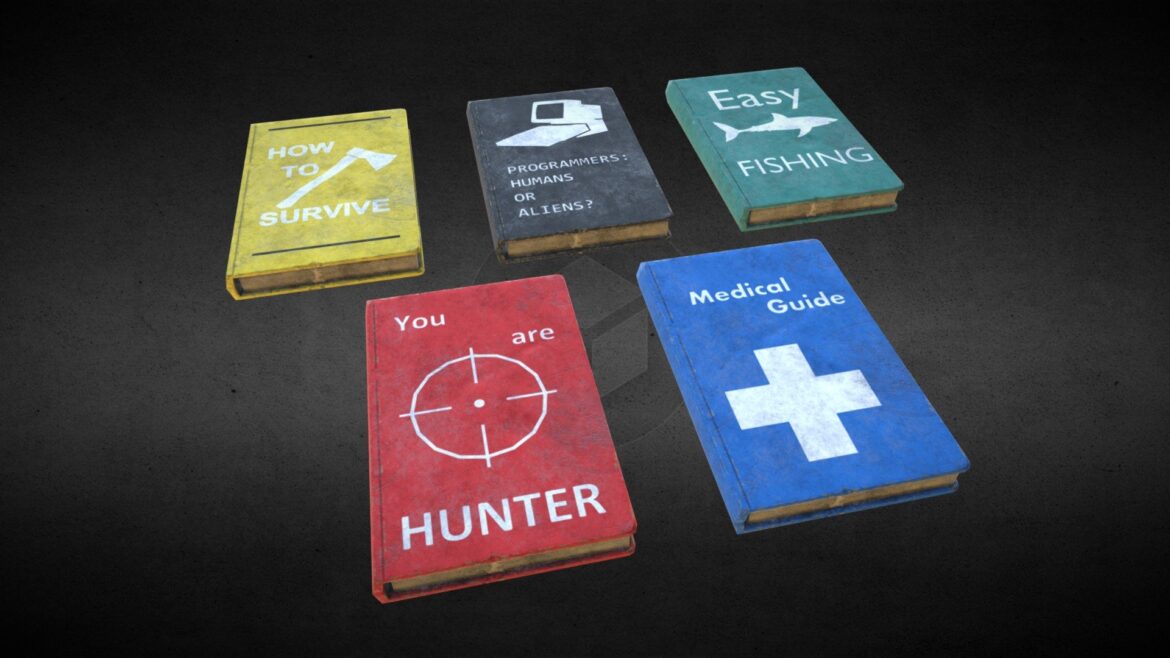 realistic survival books 3d model