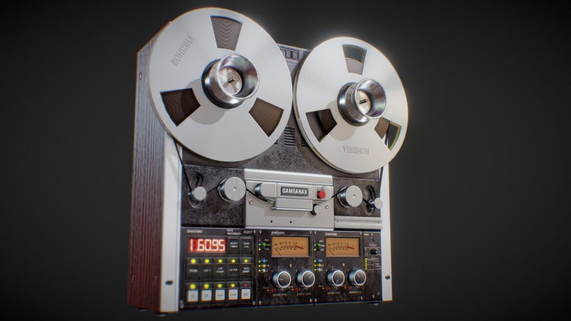 Reel Tape Recorder 3d Model - Vintage reel to reel tape recorder 3D model with intricate details and PBR textures