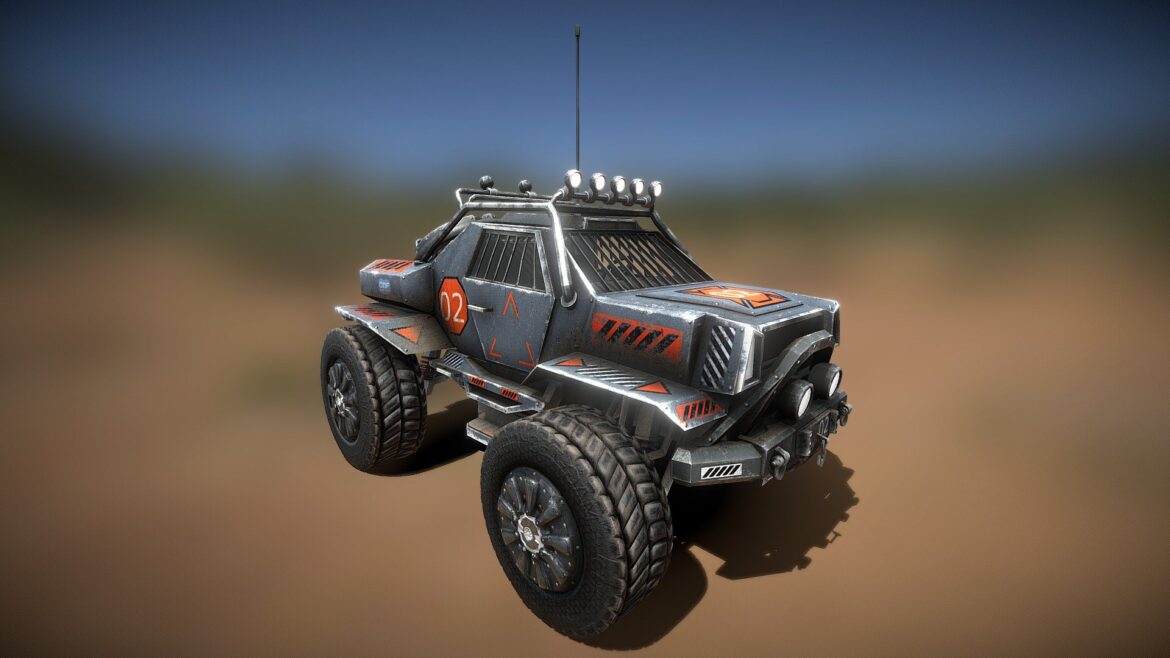 Scifi Atv Buggy 3d Model - Highly detailed Sci-fi ATV Buggy 3d model from Ghostship Chronicles, ready for game development and rendering projects