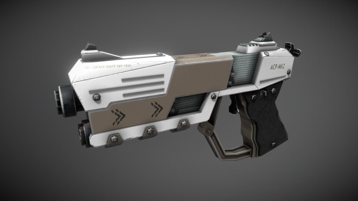 sci fi combat pistol mk2 3d model