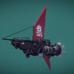 Scifi-fantasy Airship 3d Model - Detailed Scifi-Fantasy Airship 3D model showcasing intricate design elements and powerful engines.