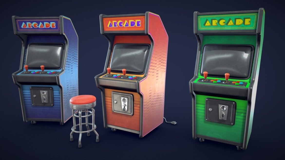 stylized arcade machine low poly 3d model