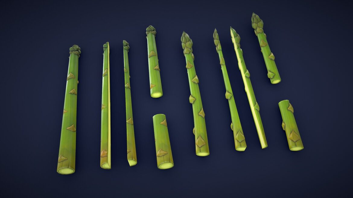 stylized asparagus low poly 3d model