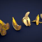 stylized banana overripe low poly 3d model