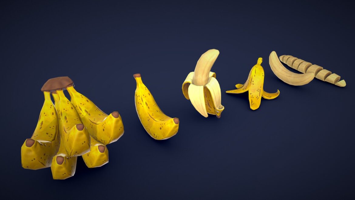 stylized banana ripe low poly 3d model