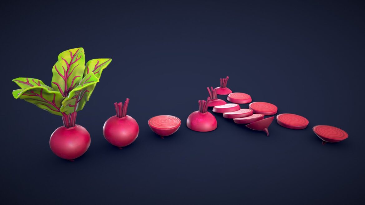 stylized beetroot low poly 3d model