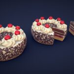stylized black forest cake low poly 3d model