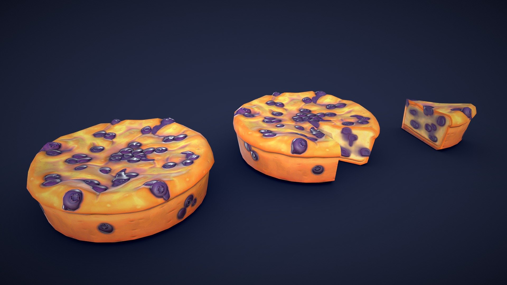 Stylized Blueberry Cake – Low Poly