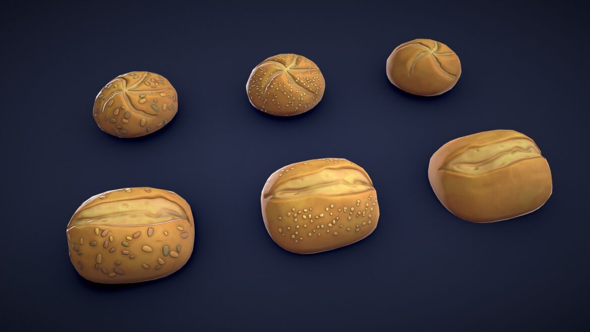 stylized pastries collection low poly 3d model