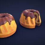 stylized bundt cake low poly 3d model