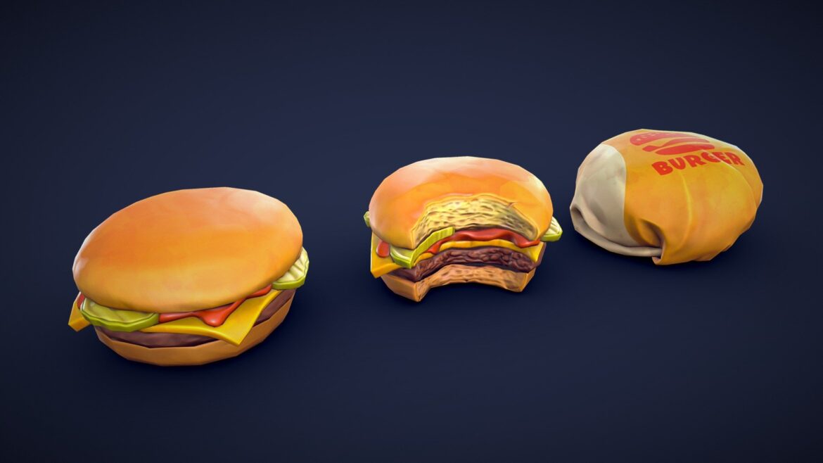 stylized burger low poly 3d model