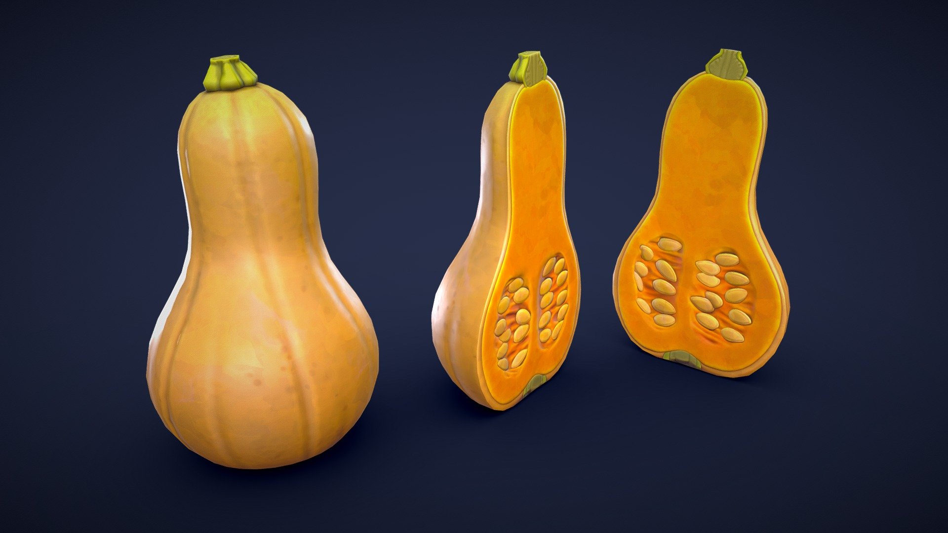 Stylized Butternut Pumpkin – Low Poly