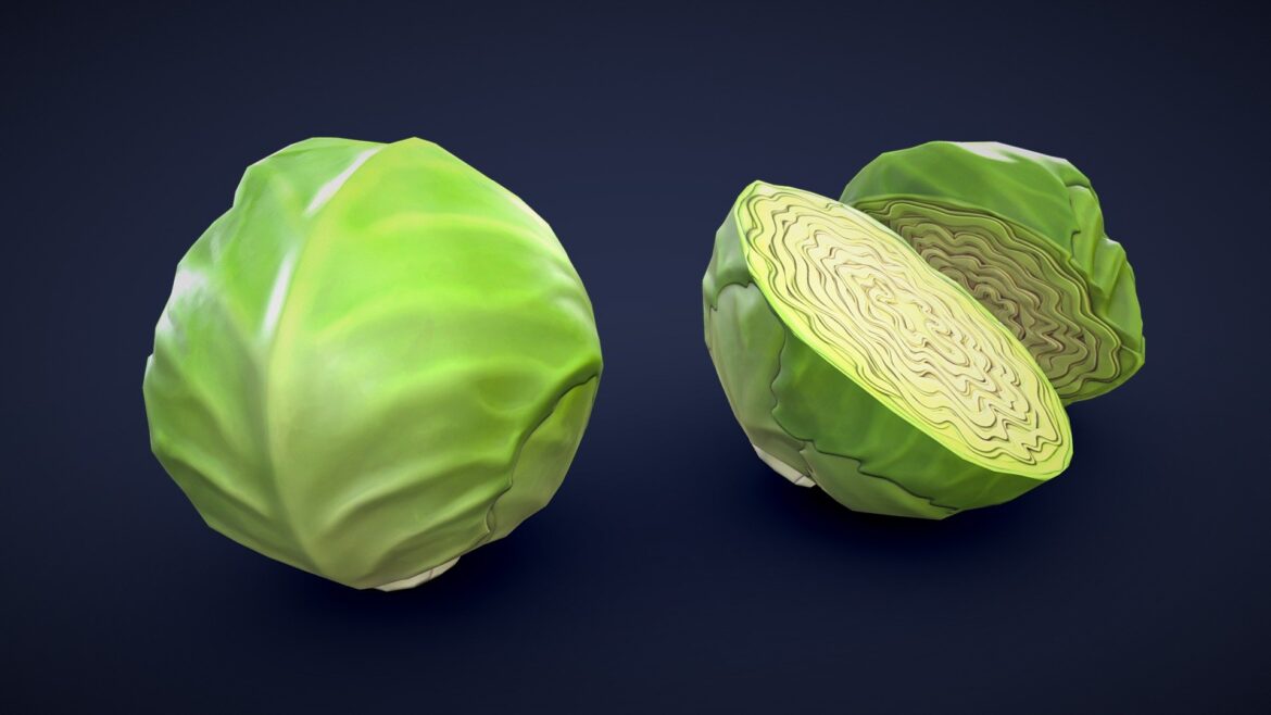 stylized cabbage green low poly 3d model