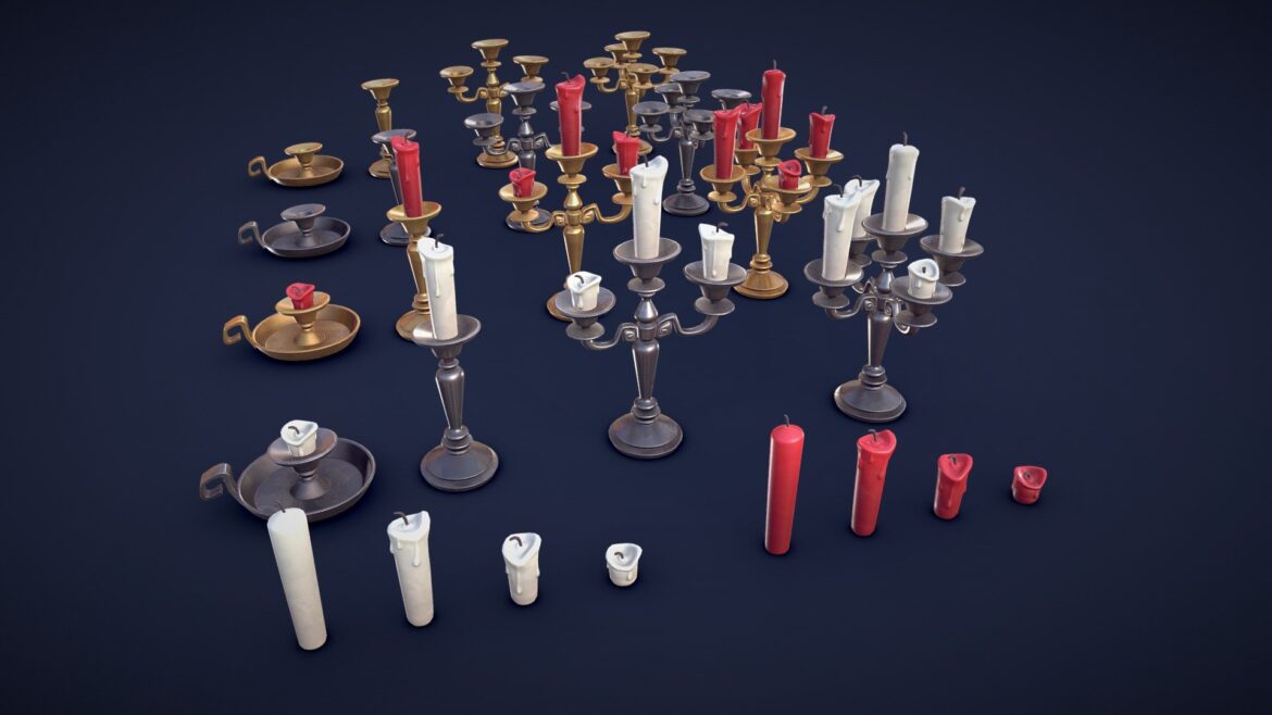 stylized candles low poly 3d model