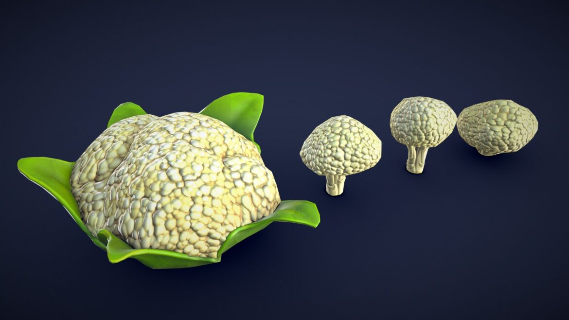 stylized cauliflower low poly 3d model