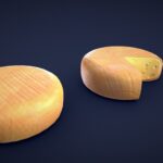 Stylized Cheese Wheel and Slice – Low Poly