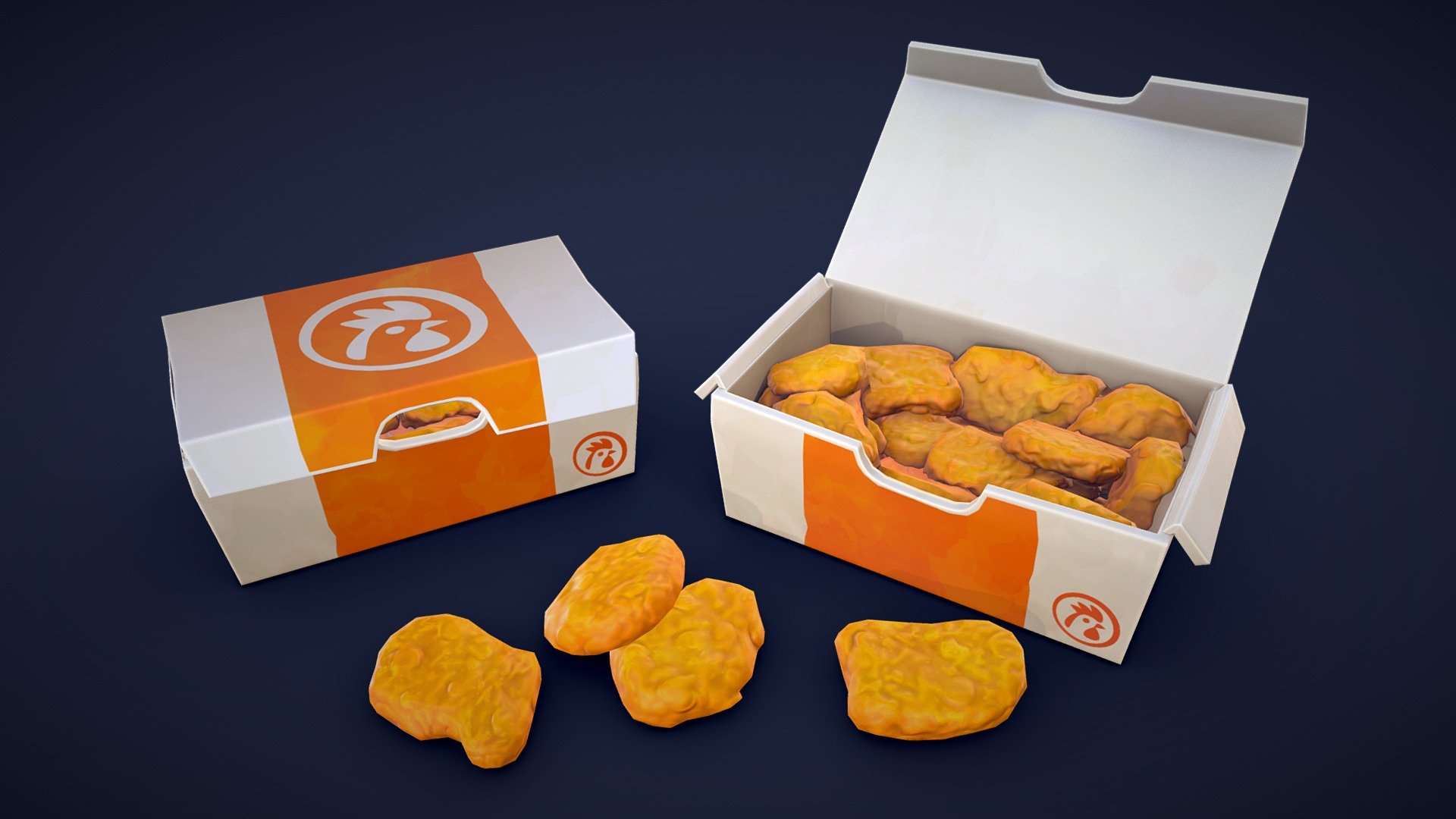 Stylized Chicken Nuggets – Low Poly