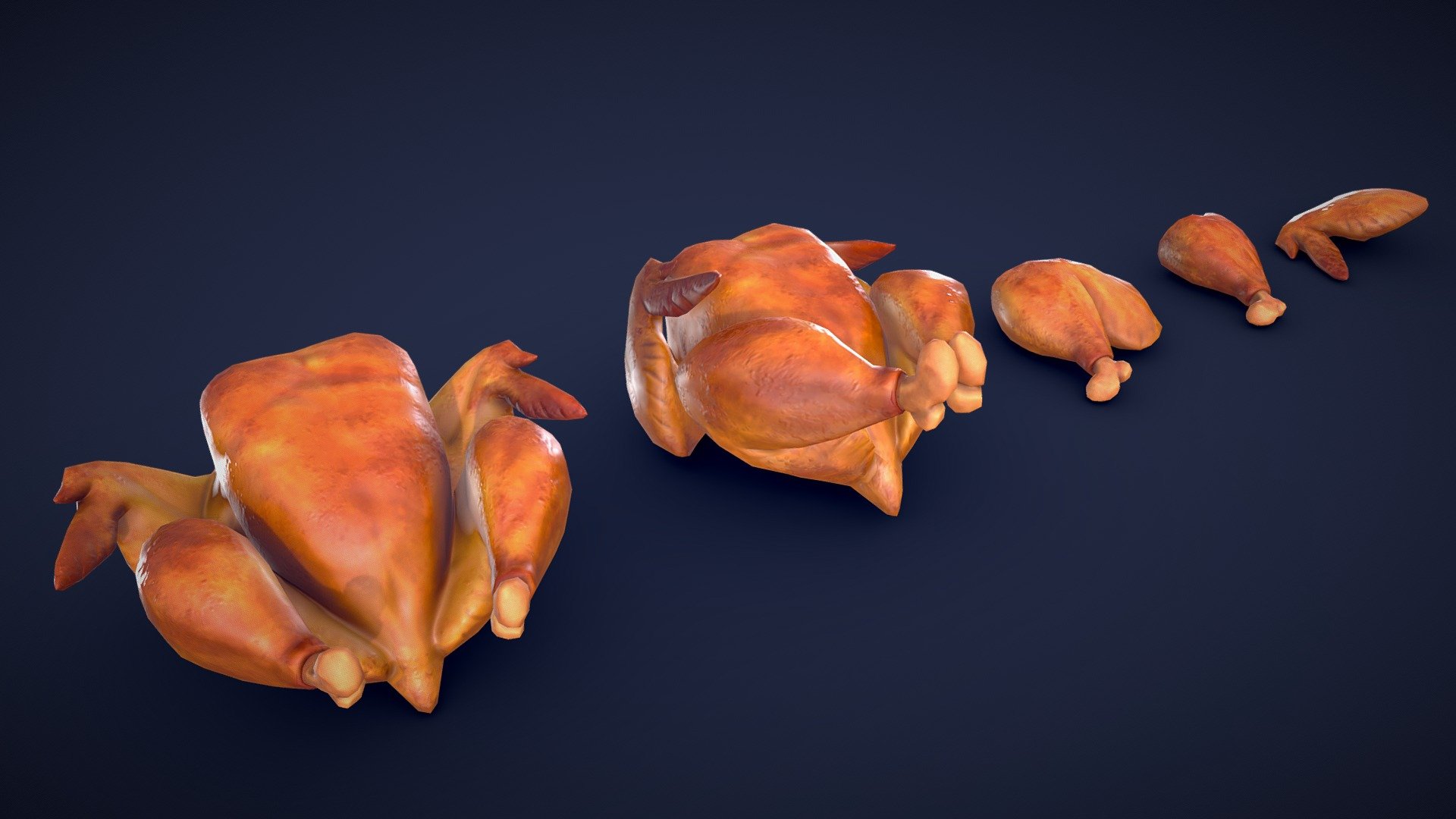 Stylized Chicken Roasted – Low Poly