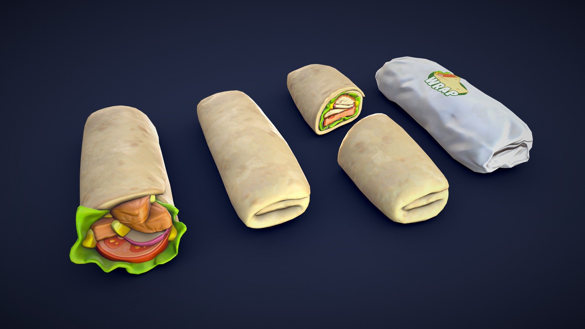 Stylized Chicken Wrap – Low Poly