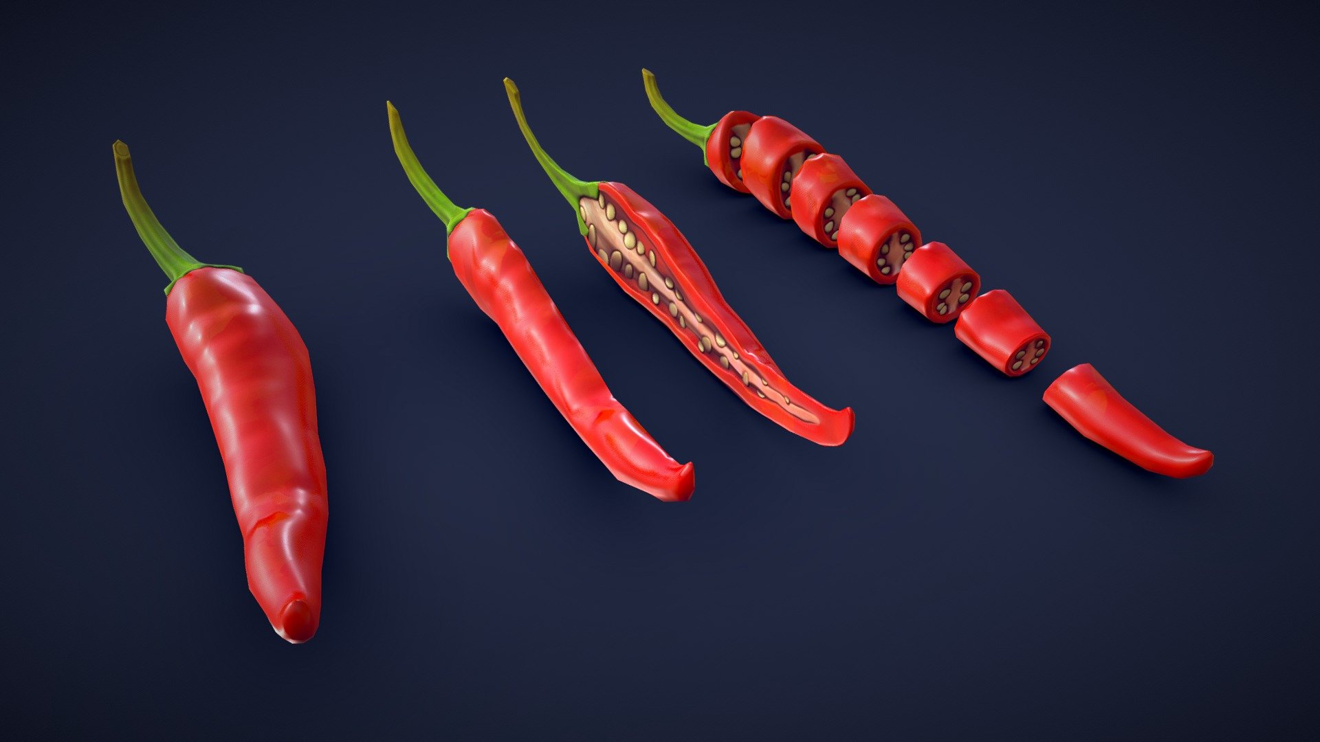 Stylized Chili Pepper – Low Poly