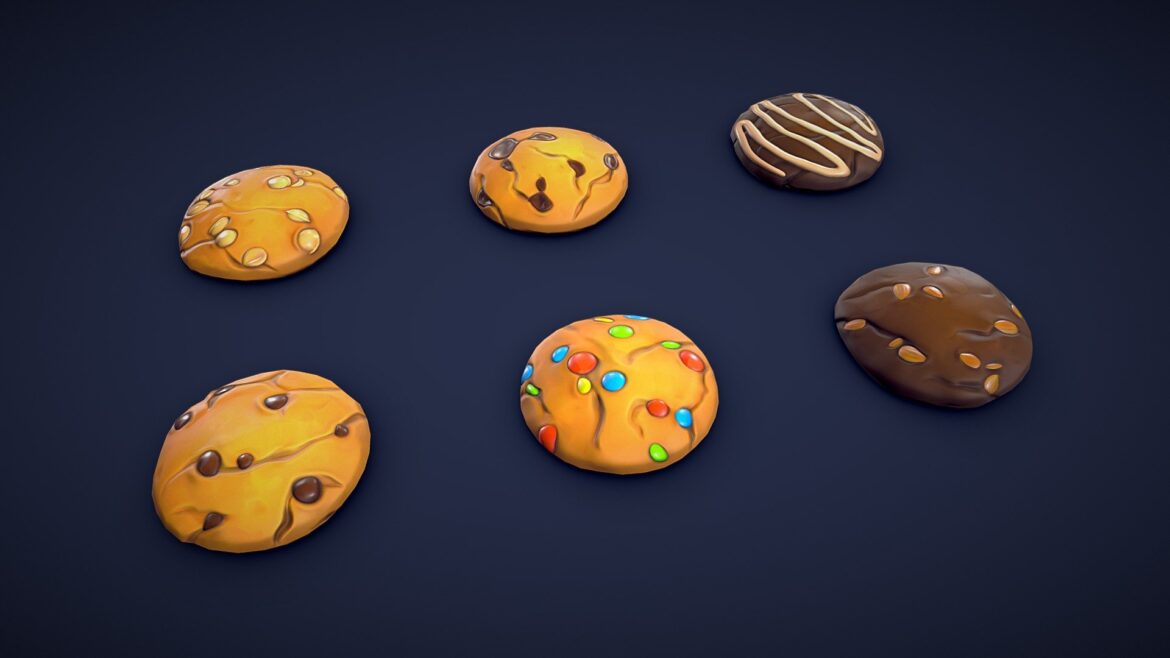 stylized pastries collection low poly 3d model