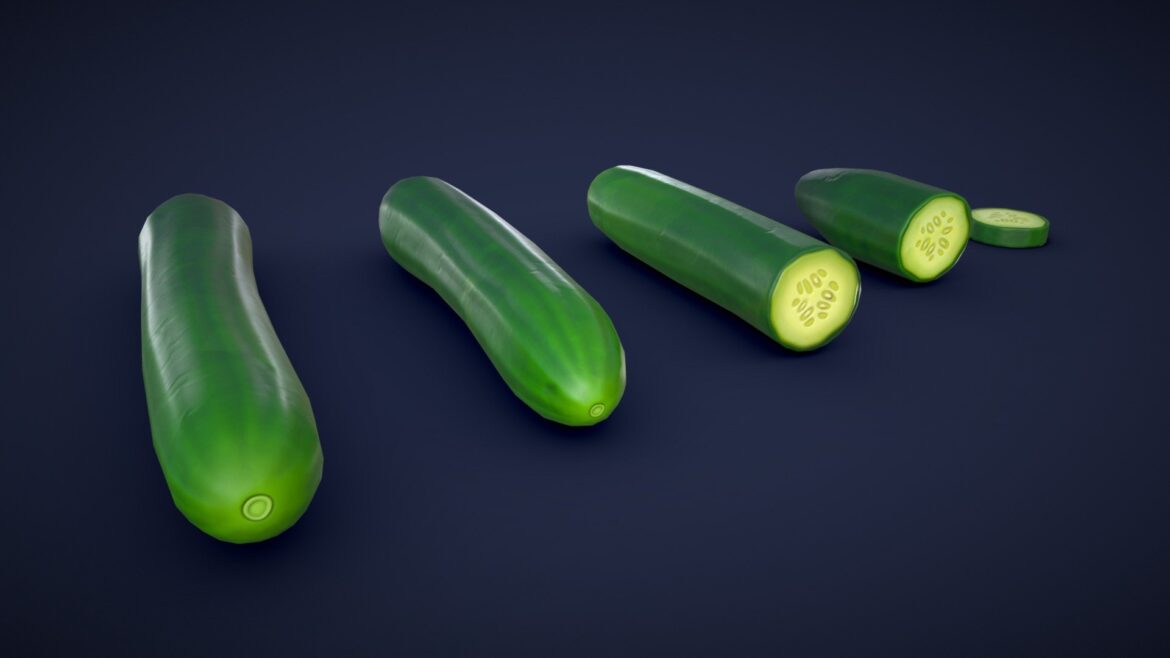 stylized cucumber low poly 3d model