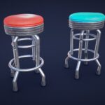 Stylized Diner Bar Stool – Low Poly