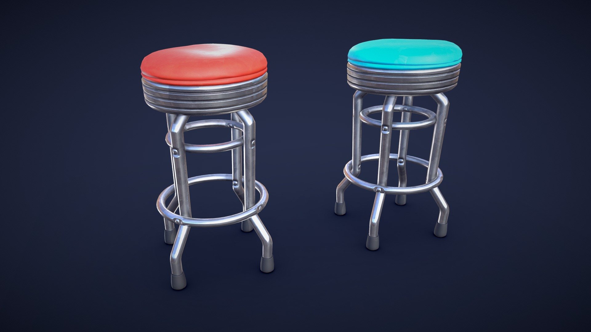 Stylized Diner Bar Stool – Low Poly