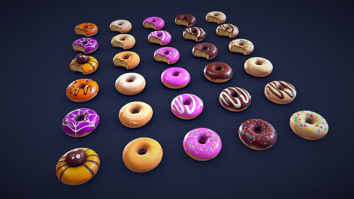 stylized pastries collection low poly 3d model