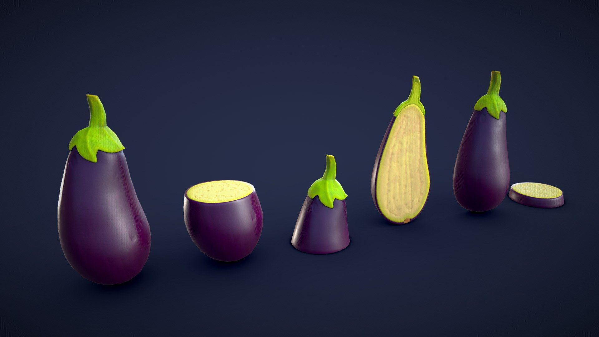Stylized Eggplant – Low Poly