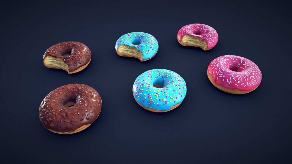 stylized fast food donuts low poly 3d model
