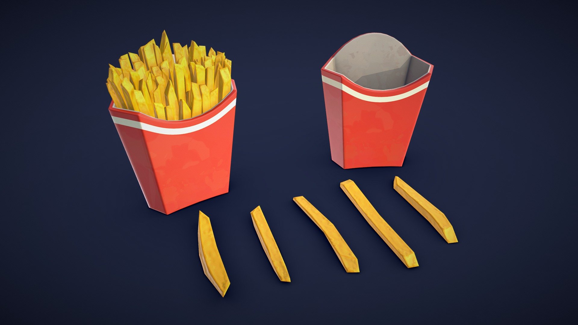 Stylized French Fries – Low Poly