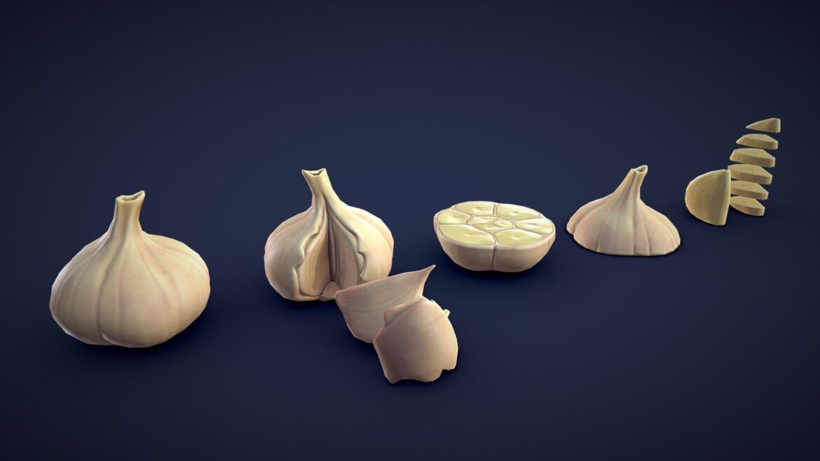 stylized garlic low poly 3d model