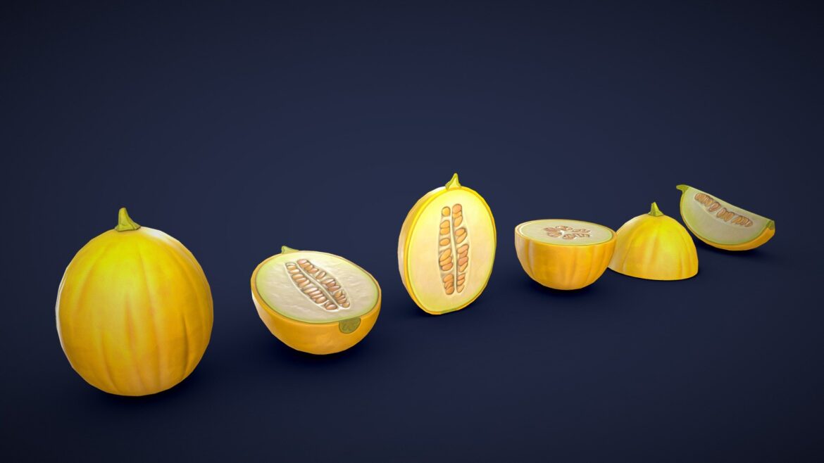 stylized honeydew melon low poly 3d model