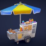 Stylized Hot Dog Cart – Low Poly