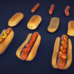 Stylized Hot Dogs and Buns – Low Poly