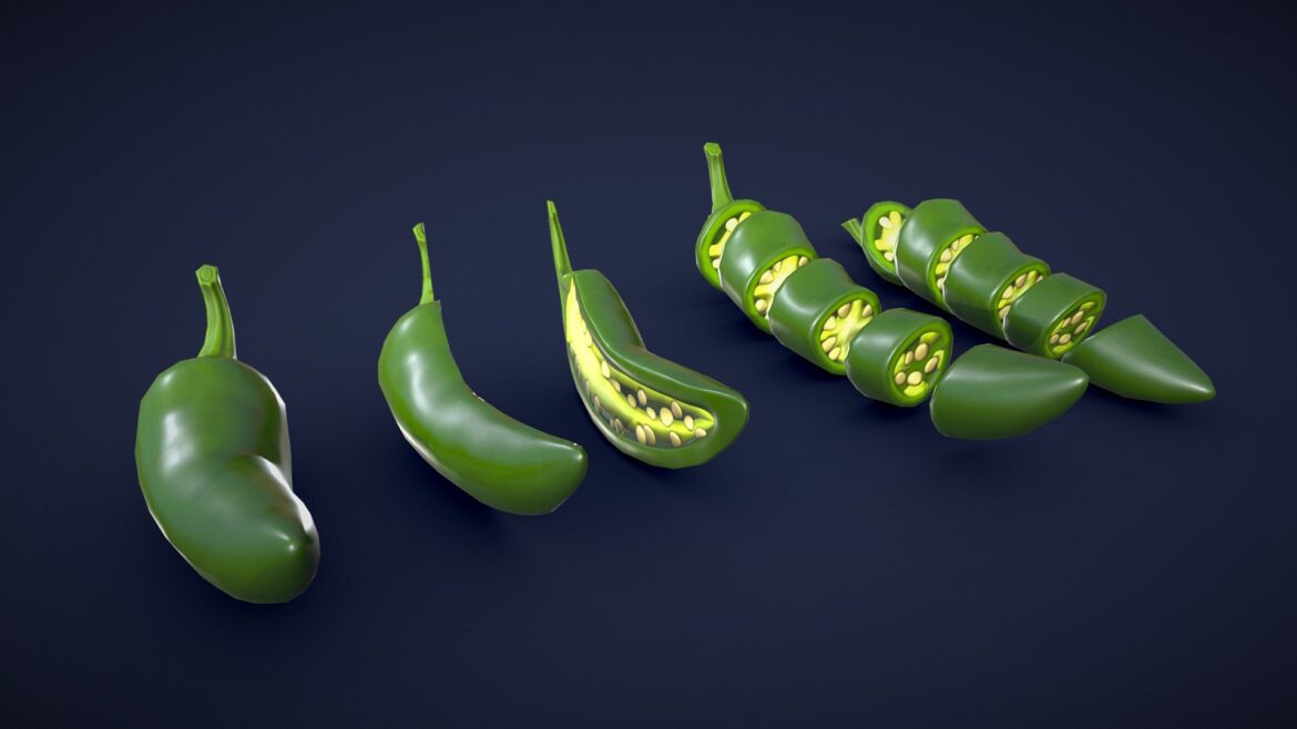 stylized jalapeno low poly 3d model
